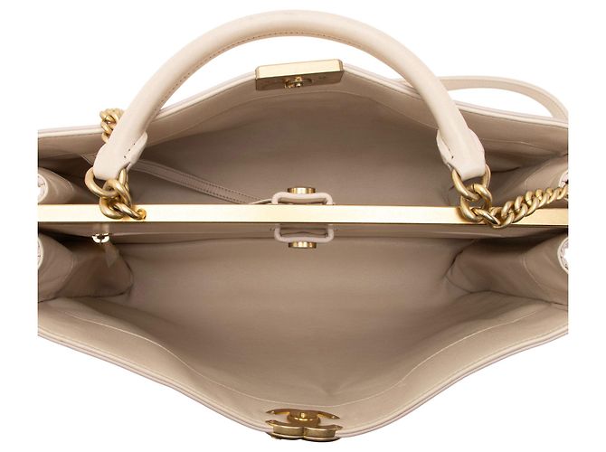 Gabrielle Chanel Calfskin Coco Luxe Large Shopping Tote Brown Beige - view 7