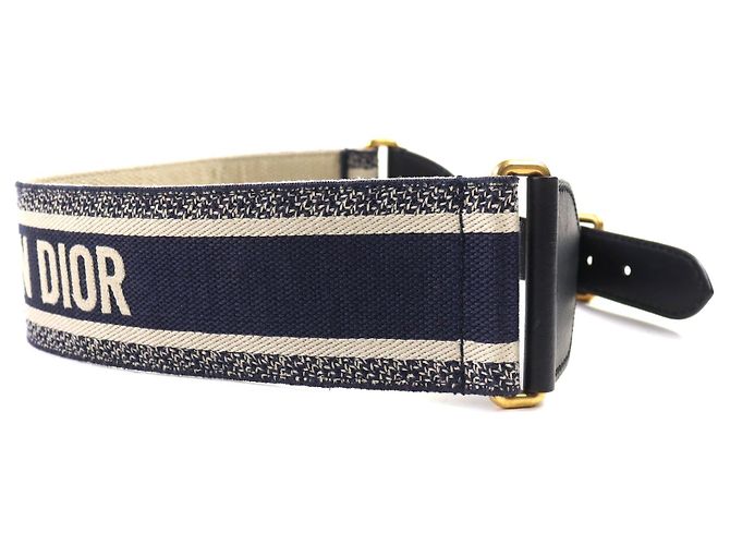 Christian Dior bestickter Canvas-Gürtel Blau - Ansicht 3