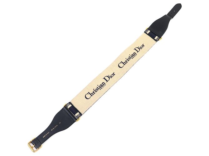 Christian Dior bestickter Canvas-Gürtel Blau - Ansicht 7