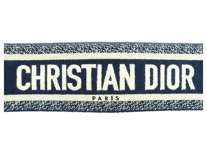 Christian Dior bestickter Canvas-Gürtel Blau - Ansicht 8