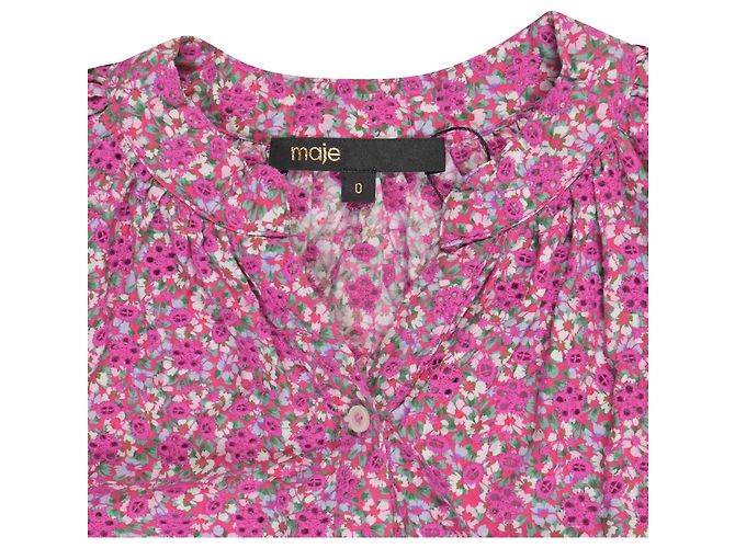 Blusa de manga larga de algodón rosa con estampado floral Maje - vista 4