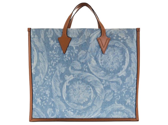 Borsa tote in denim di tela Versace Blu - vista 2