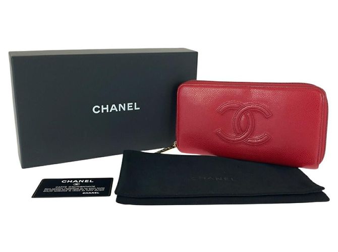 Portafoglio in pelle rossa Chanel con hardware dorato Rosso - vista 10
