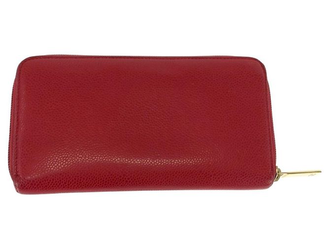 Portafoglio in pelle rossa Chanel con hardware dorato Rosso - vista 2