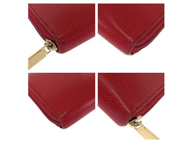 Portafoglio in pelle rossa Chanel con hardware dorato Rosso - vista 3
