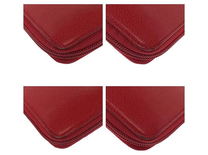 Portafoglio in pelle rossa Chanel con hardware dorato Rosso - vista 4