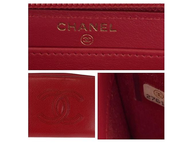 Portafoglio in pelle rossa Chanel con hardware dorato Rosso - vista 5
