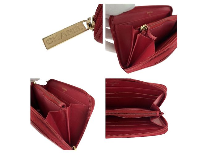 Portafoglio in pelle rossa Chanel con hardware dorato Rosso - vista 7