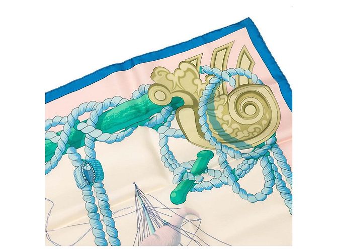 Bufanda de seda Tribord Hermès Castaño Beige - vista 3