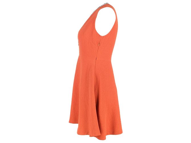 Sandro Mini Kleid mit Tiefem Ausschnitt aus Orange Polyester - Ansicht 2