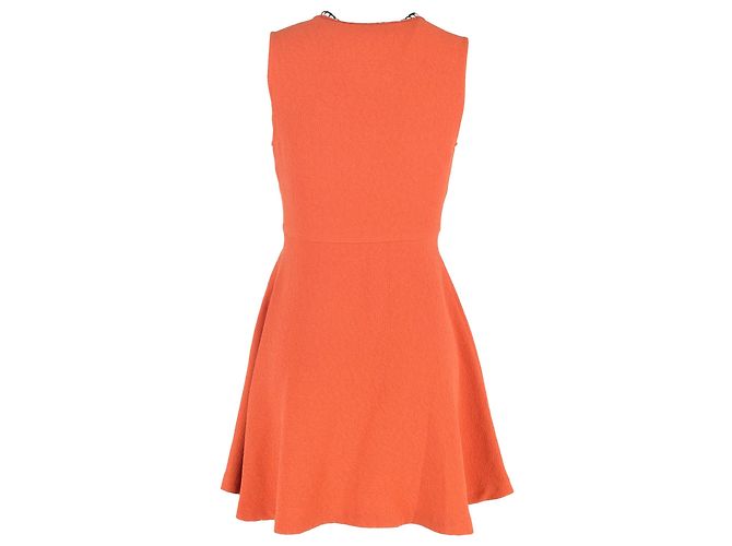 Sandro Mini Kleid mit Tiefem Ausschnitt aus Orange Polyester - Ansicht 3