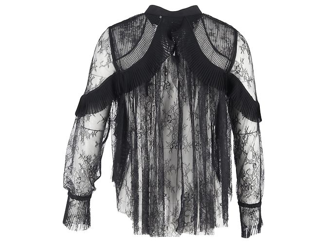 Self portrait Selbstporträt Rüschenspitze Bluse aus schwarzem Polyester - Ansicht 3
