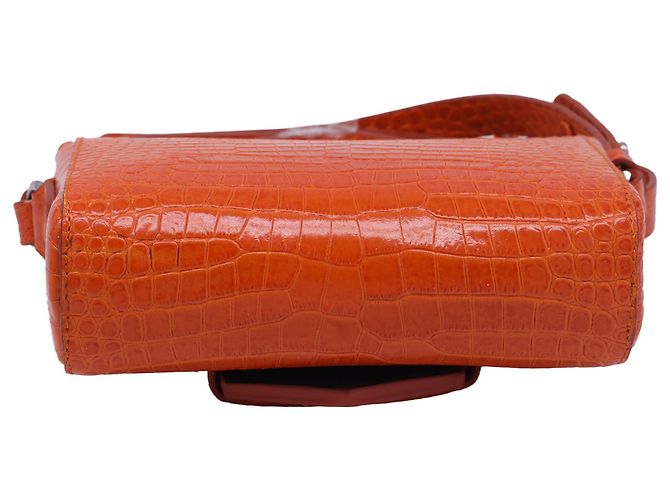 Bolso de hombro de cuero naranja con estampado de cocodrilo de Dries Van Noten - vista 4