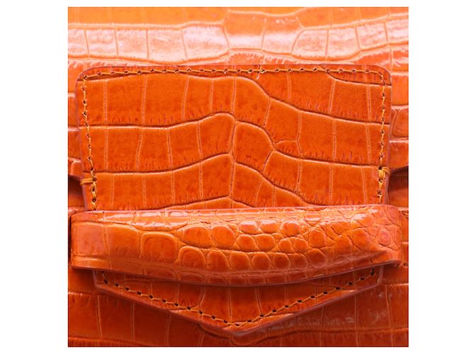 Bolso de hombro de cuero naranja con estampado de cocodrilo de Dries Van Noten - vista 5