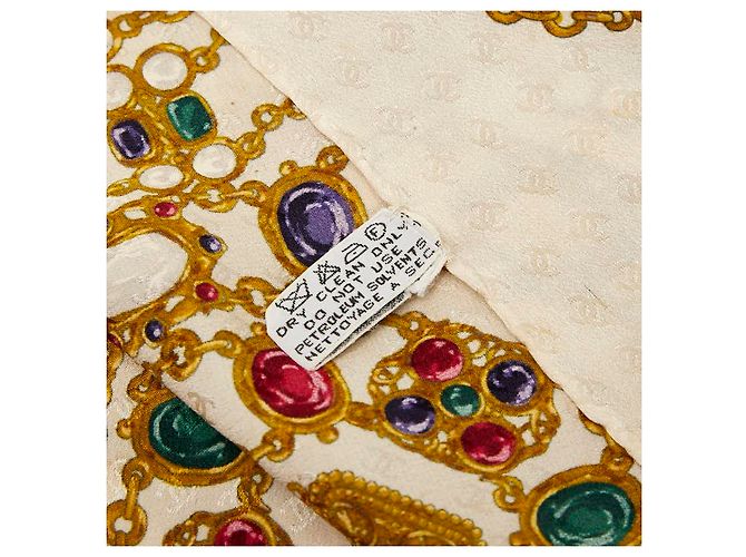 Timeless Bufanda de seda con patrón de Chanel Castaño Beige - vista 6