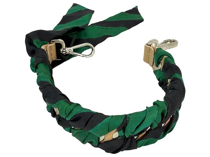 Borsa in pelle di vitello di seta Fendi You Strap verde e nero - vista 7