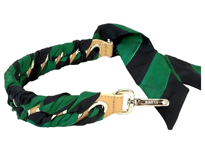 Borsa in pelle di vitello di seta Fendi You Strap verde e nero - vista 9