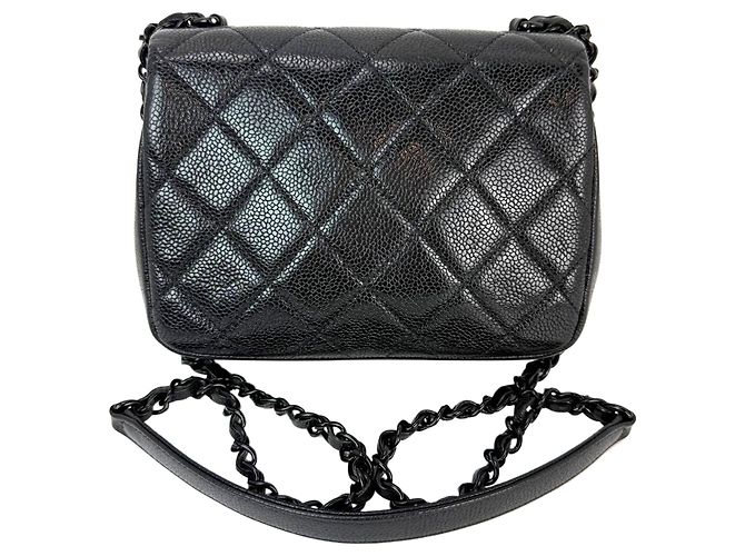 Borsa a tracolla mini quadrata Incognito in caviar trapuntato nero di Chanel - vista 2