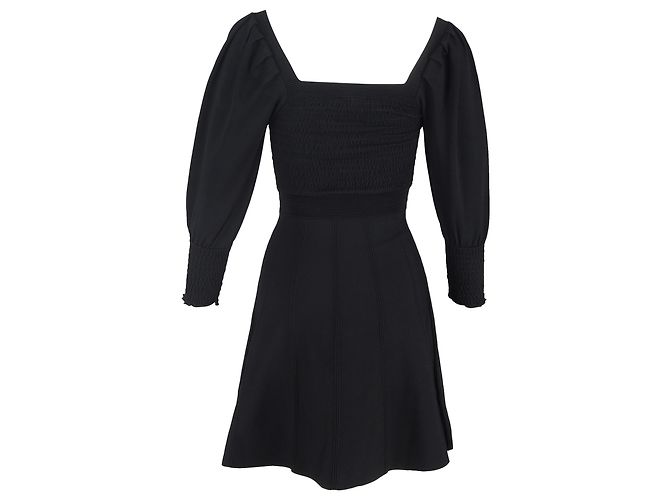 Vestido Mini Smock Sandro Ornela em Viscose Preta Preto - vista 3