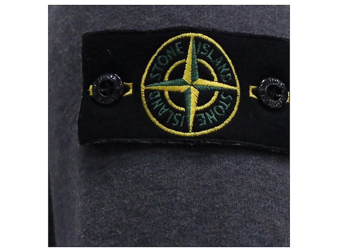 Sudadera con capucha y cordón Stone Island con parche de brújula en algodón gris oscuro - vista 5