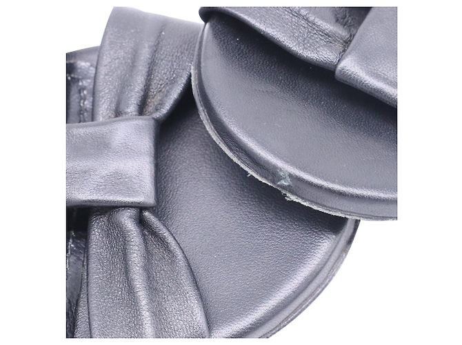 Khaite Perth Flat Sandals in Black Lambskin Leather - view 10