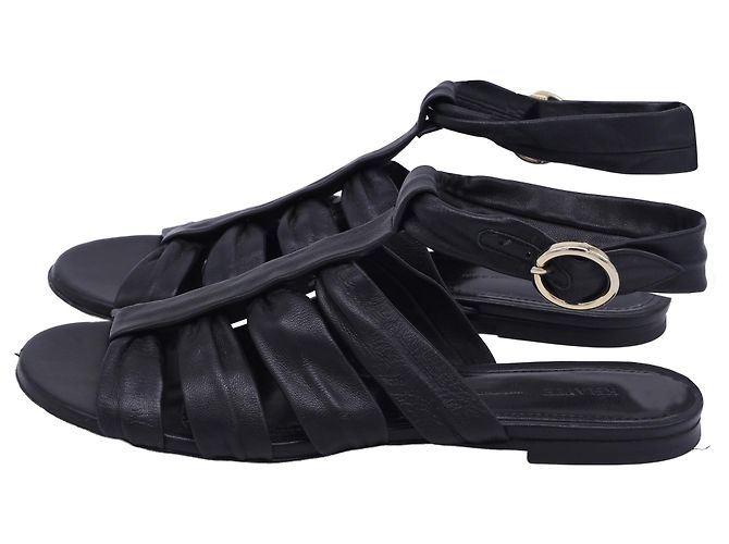 Khaite Perth Flat Sandals in Black Lambskin Leather - view 4