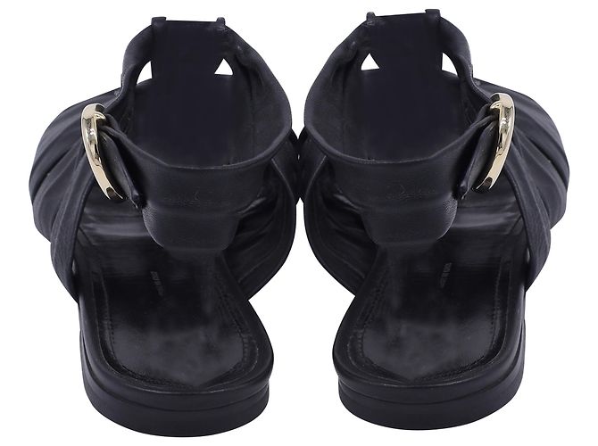 Khaite Perth Flat Sandals in Black Lambskin Leather - view 5