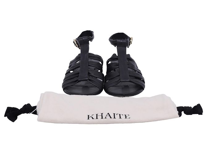 Khaite Perth Flat Sandals in Black Lambskin Leather - view 6