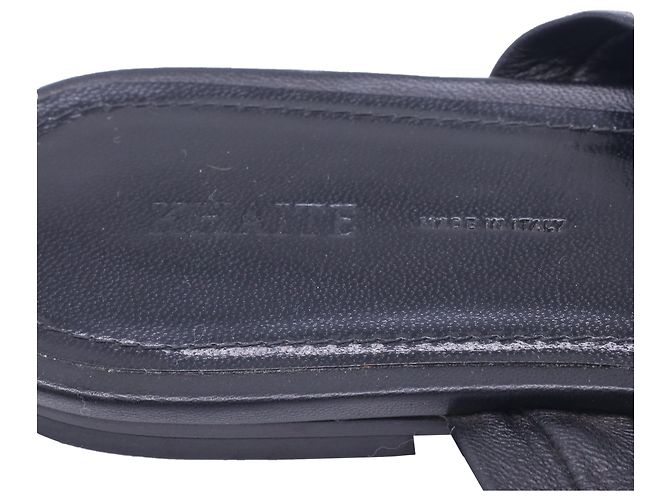 Khaite Perth Flat Sandals in Black Lambskin Leather - view 7