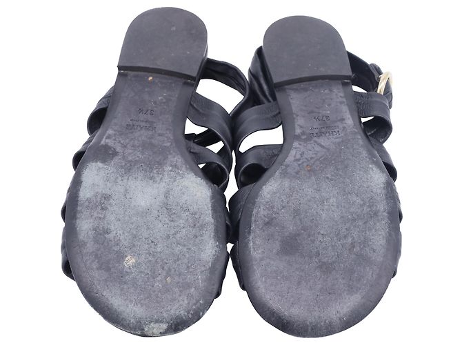 Khaite Perth Flat Sandals in Black Lambskin Leather - view 8