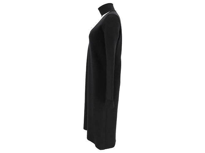 Abito midi a maniche lunghe e collo alto Bottega Veneta in viscosa nera - vista 2
