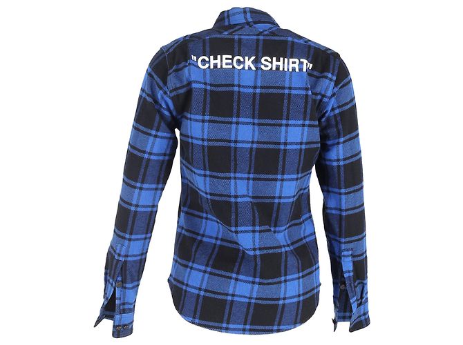 Off White Camicia a maniche lunghe a quadri Off-White in cotone blu - vista 3