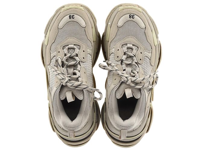 Baskets Triple S Balenciaga en polyester beige - vue 3