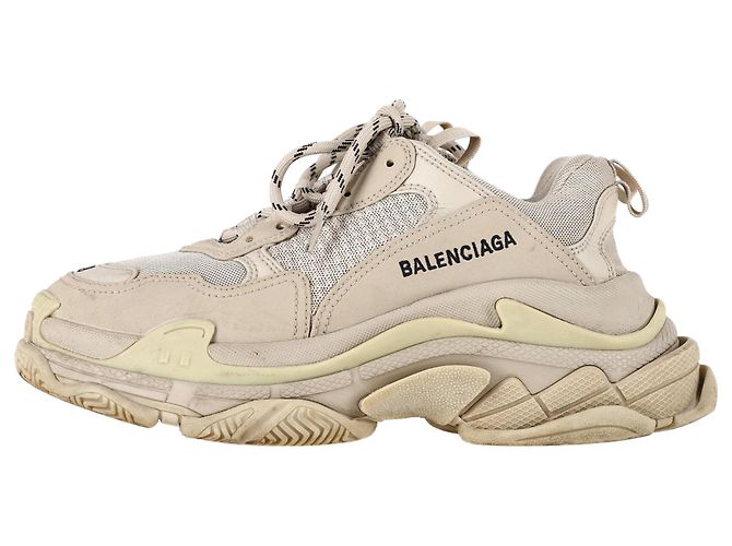 Baskets Triple S Balenciaga en polyester beige - vue 4