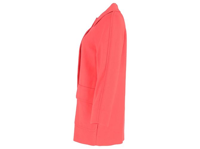 Moschino Single-Breasted Coat wit Pockets in Coral Wool - view 2