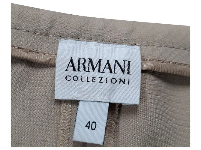 Calças de perna larga Armani Collezioni em seda bege - vista 3