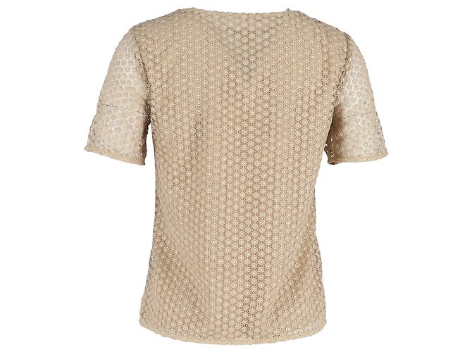 Kurze Spitzenbluse Brylee von Diane Von Furstenberg aus goldenem Polyester - Ansicht 3