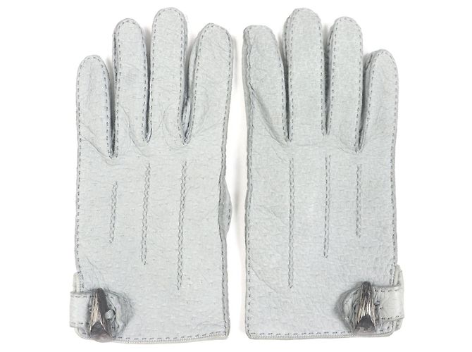 H Motif Lederhandschuhe von Hermès Grau - Ansicht 2