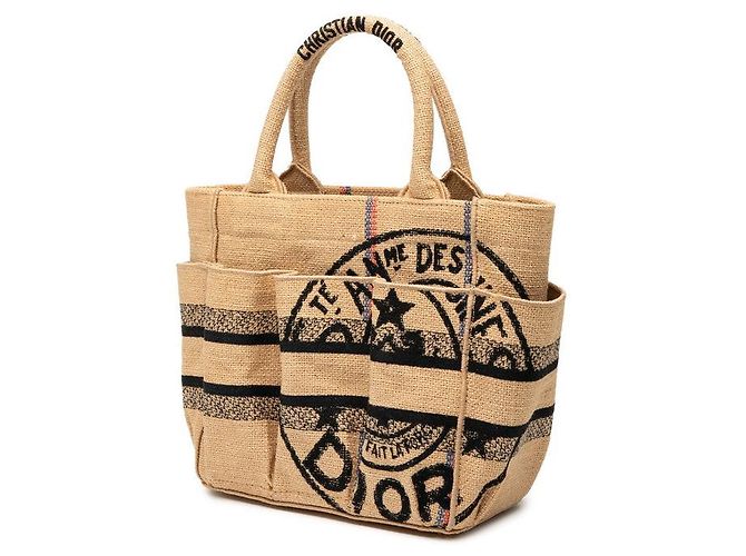 Christian Dior Dior Catherine Small Jute-Canvas-Shopper-Tasche Braun Beige - Ansicht 2