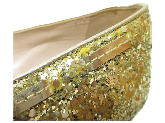 Miu Miu Ballerine da Opera con Frange Glitter D'oro - vista 10