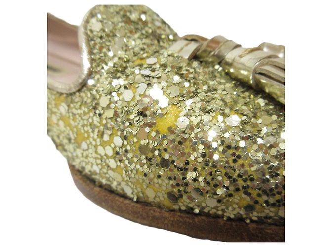 Miu Miu Ballerine da Opera con Frange Glitter D'oro - vista 14