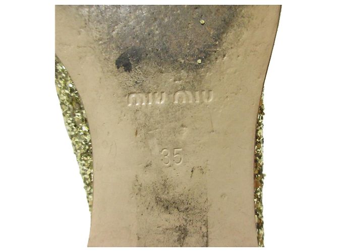 Miu Miu Ballerine da Opera con Frange Glitter D'oro - vista 15