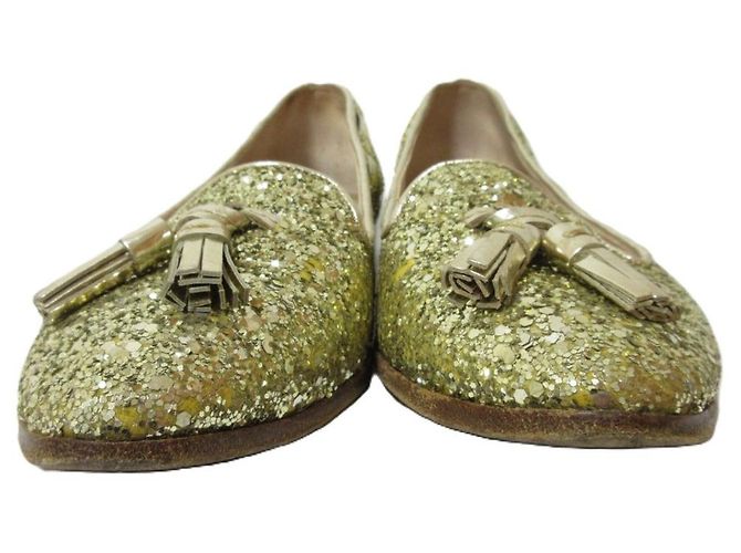 Miu Miu Ballerine da Opera con Frange Glitter D'oro - vista 2