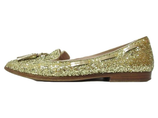 Miu Miu Ballerine da Opera con Frange Glitter D'oro - vista 3