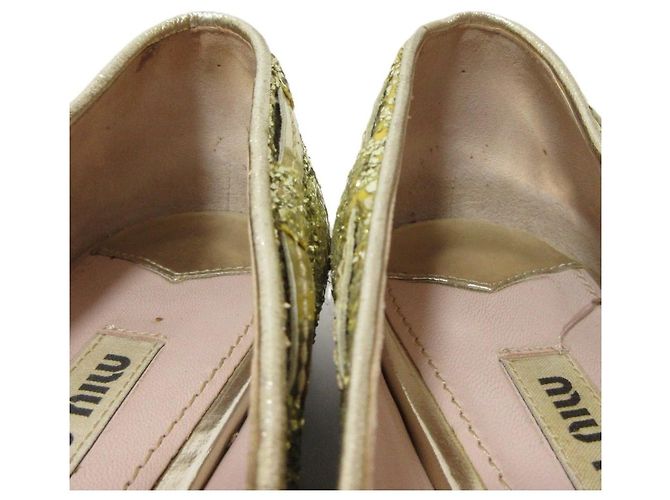 Miu Miu Ballerine da Opera con Frange Glitter D'oro - vista 6