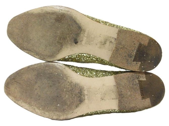 Miu Miu Ballerine da Opera con Frange Glitter D'oro - vista 7