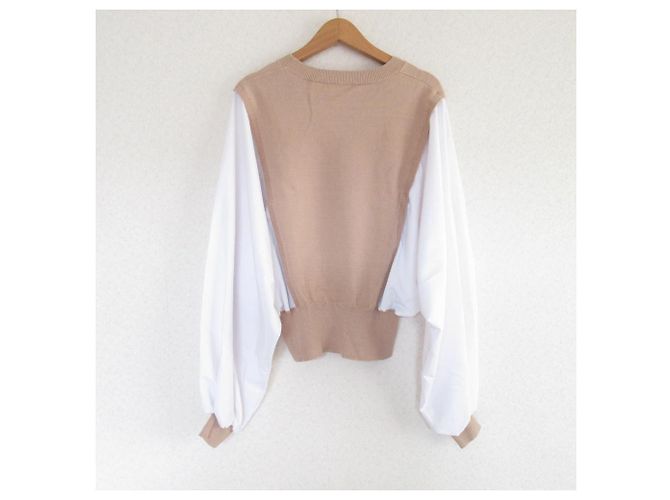 Autre Marque Strickpullover Combo Dolman SILVIAN HEACH Weiß Beige - Ansicht 2