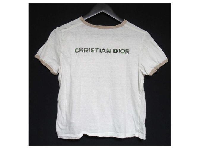 Camiseta de mezcla de algodón y lino Christian Dior Blanco Beige - vista 2