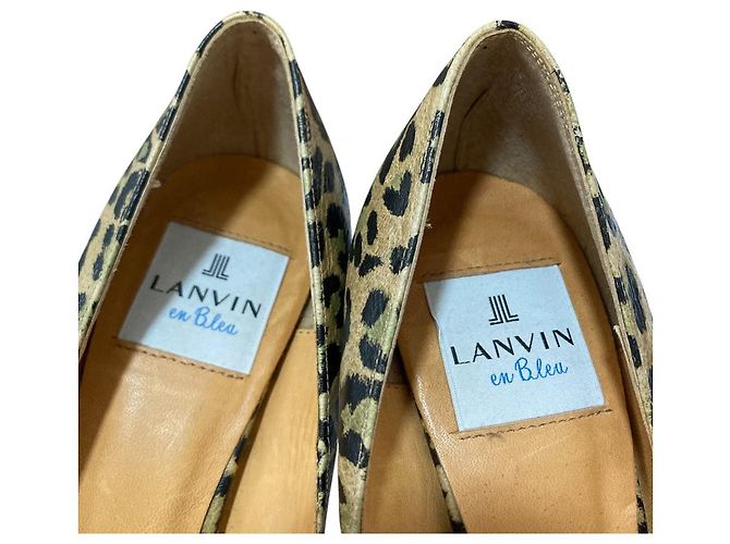 Décolleté Leopardo LANVIN in Blu Nero Beige - vista 6