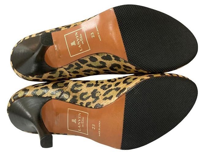 Décolleté Leopardo LANVIN in Blu Nero Beige - vista 8